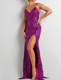 JOVANI Sequin Embellished Backless Dress in purple - women's dress
