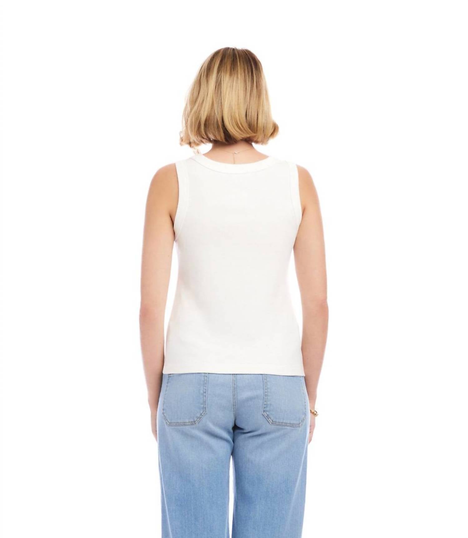 Karen Kane Ribbed Scoop Neck Tank in off white - women's tank top - alternate view