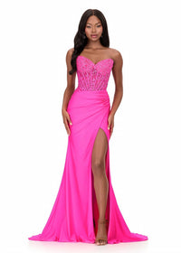 Ashleylauren - Strapless Lace Embroidered Gown
