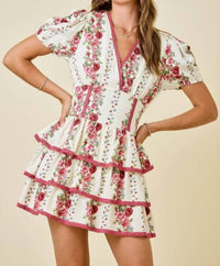 Day + Moon - Floral Print Ruffle Dress