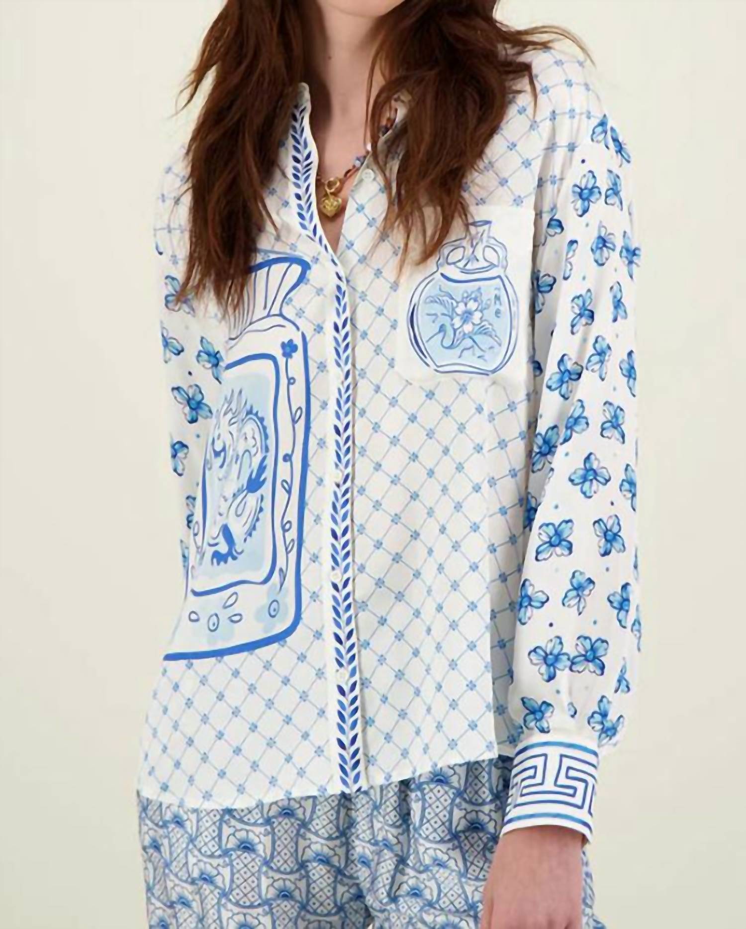 Me369 Isabel Printed Shirt in amalfi coast - women's shirt