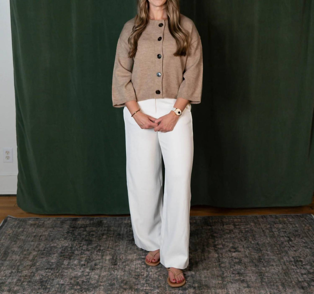 Anniewear - Women's Half Sleeve Button Down Knit Cardigan