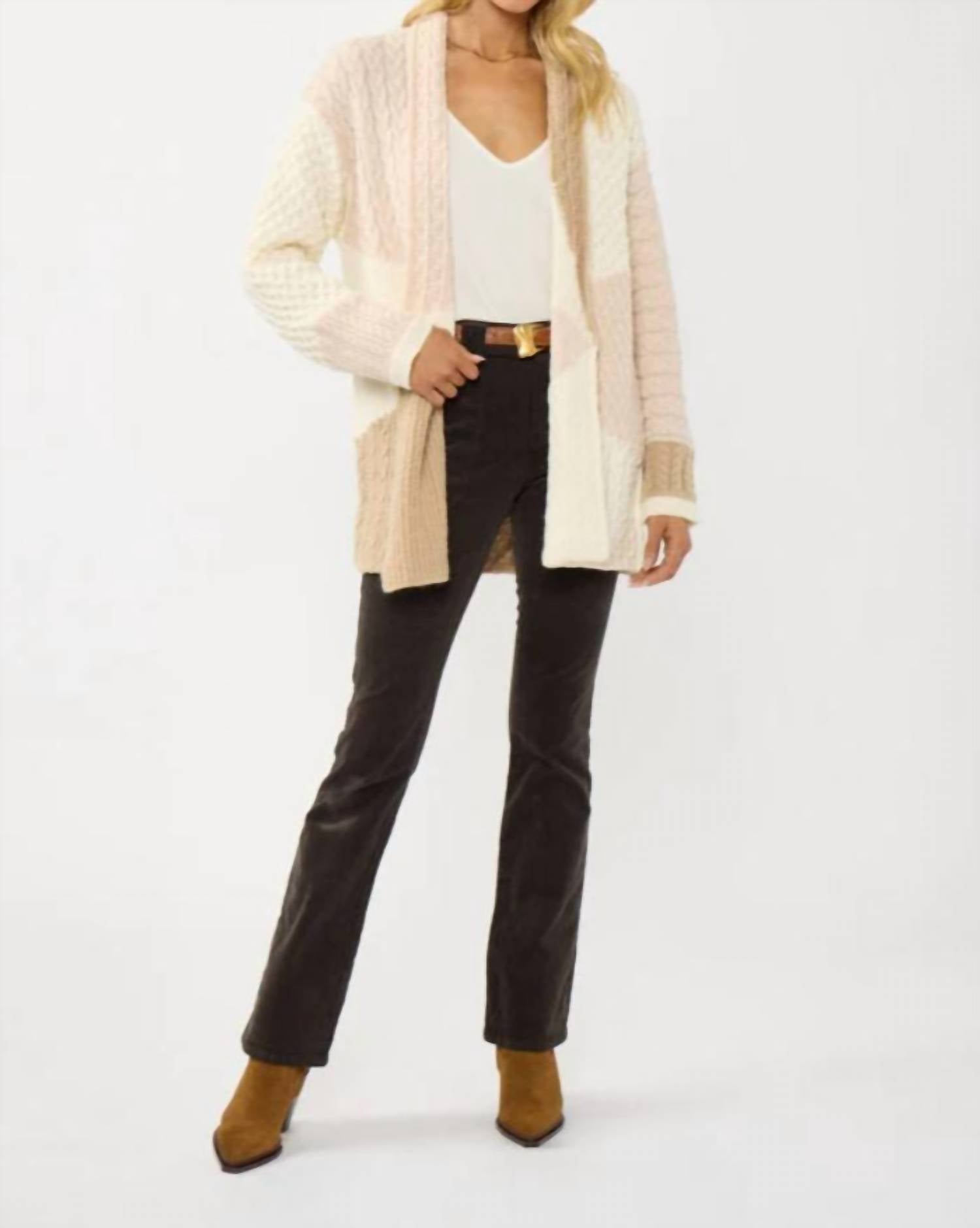Lovestitch - Colorblock Cableknit Cardigan