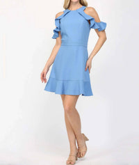 Fate - Cold Shoulder Ruffle Sleeve Mini Dress