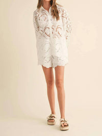 Miou Muse - Sofie Floral Eyelet Pattern Shirt