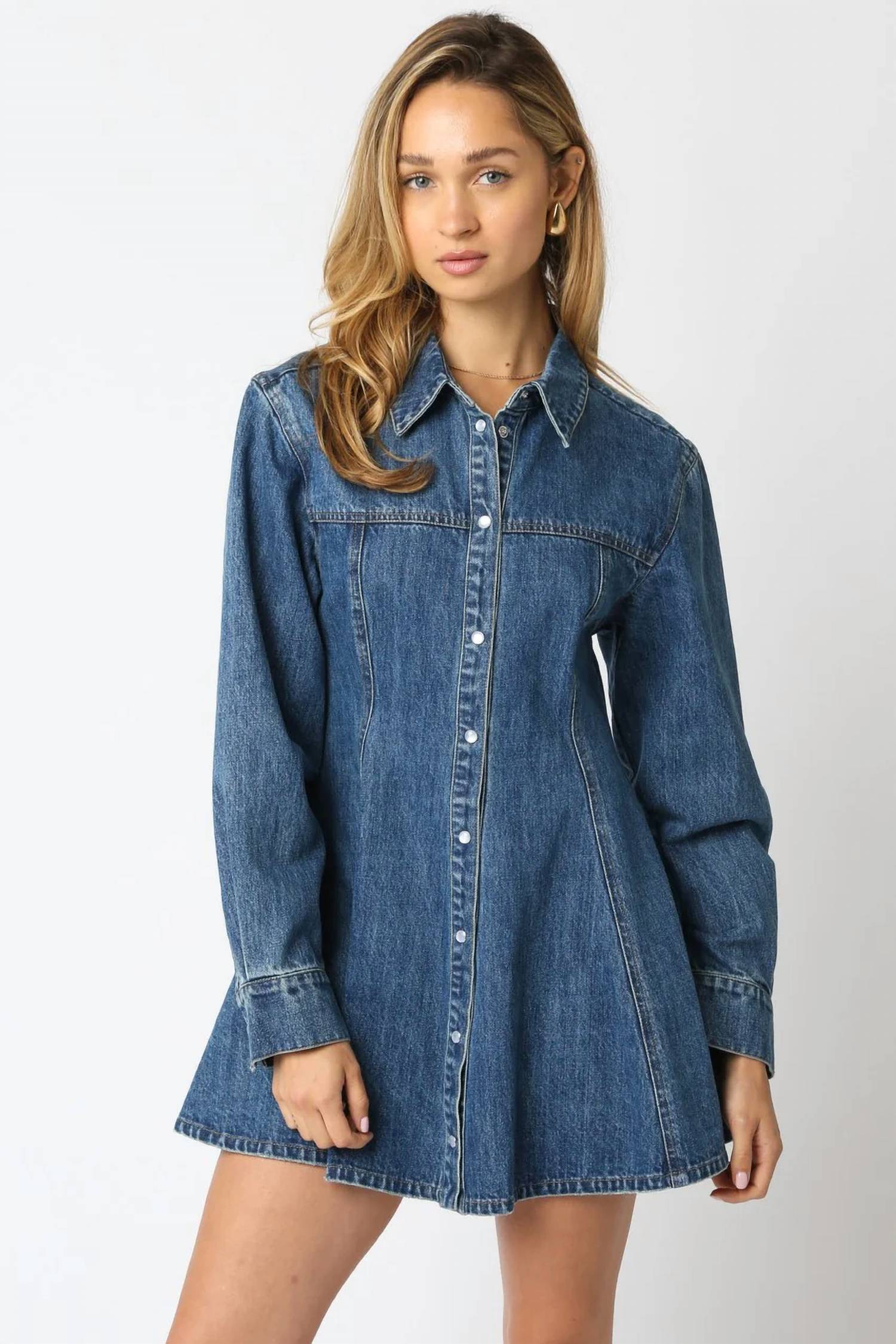 Olivaceous - Alyn Collared Button Up Dress