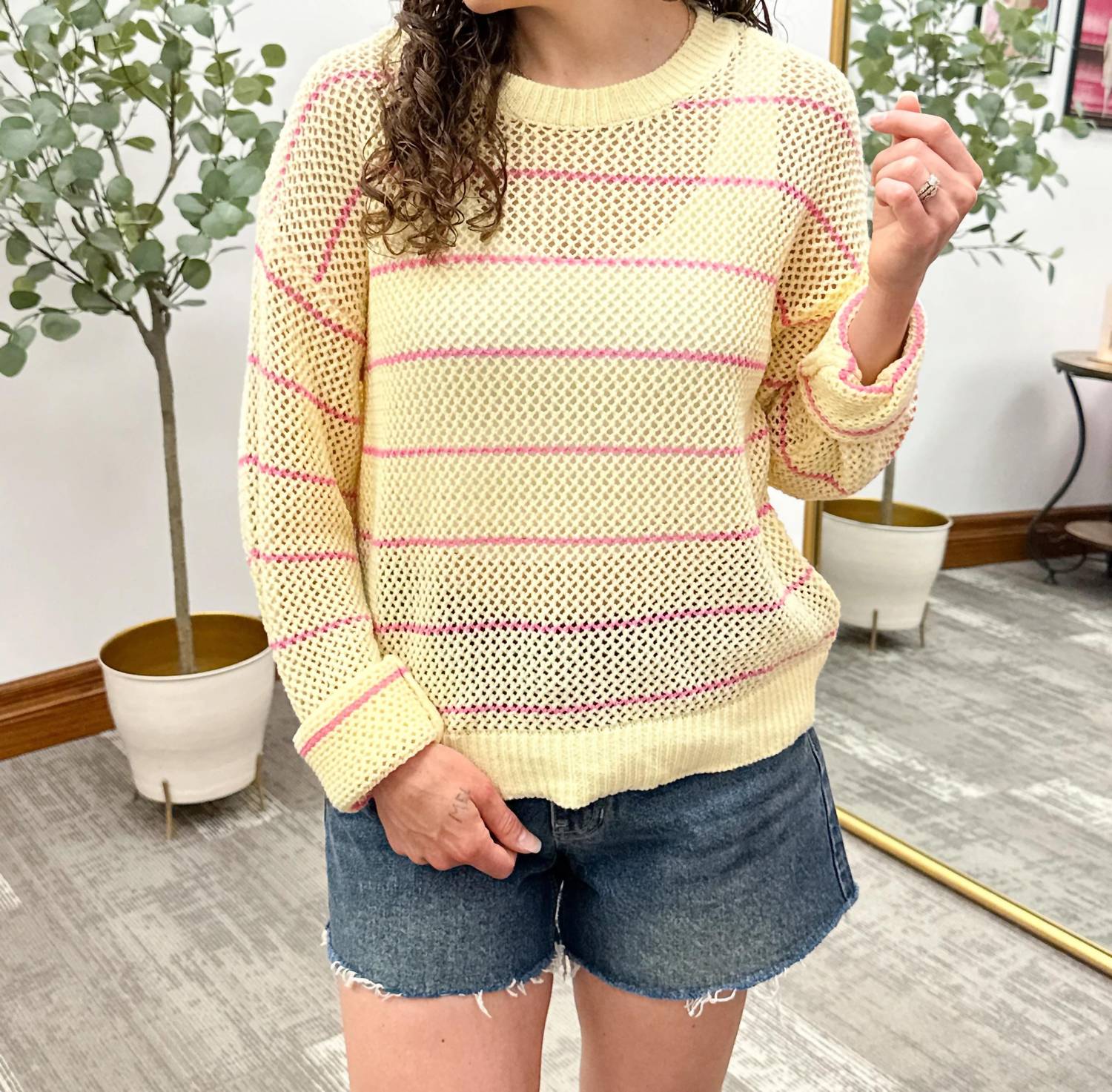 Wishlist - Striped Open Knit Sweater
