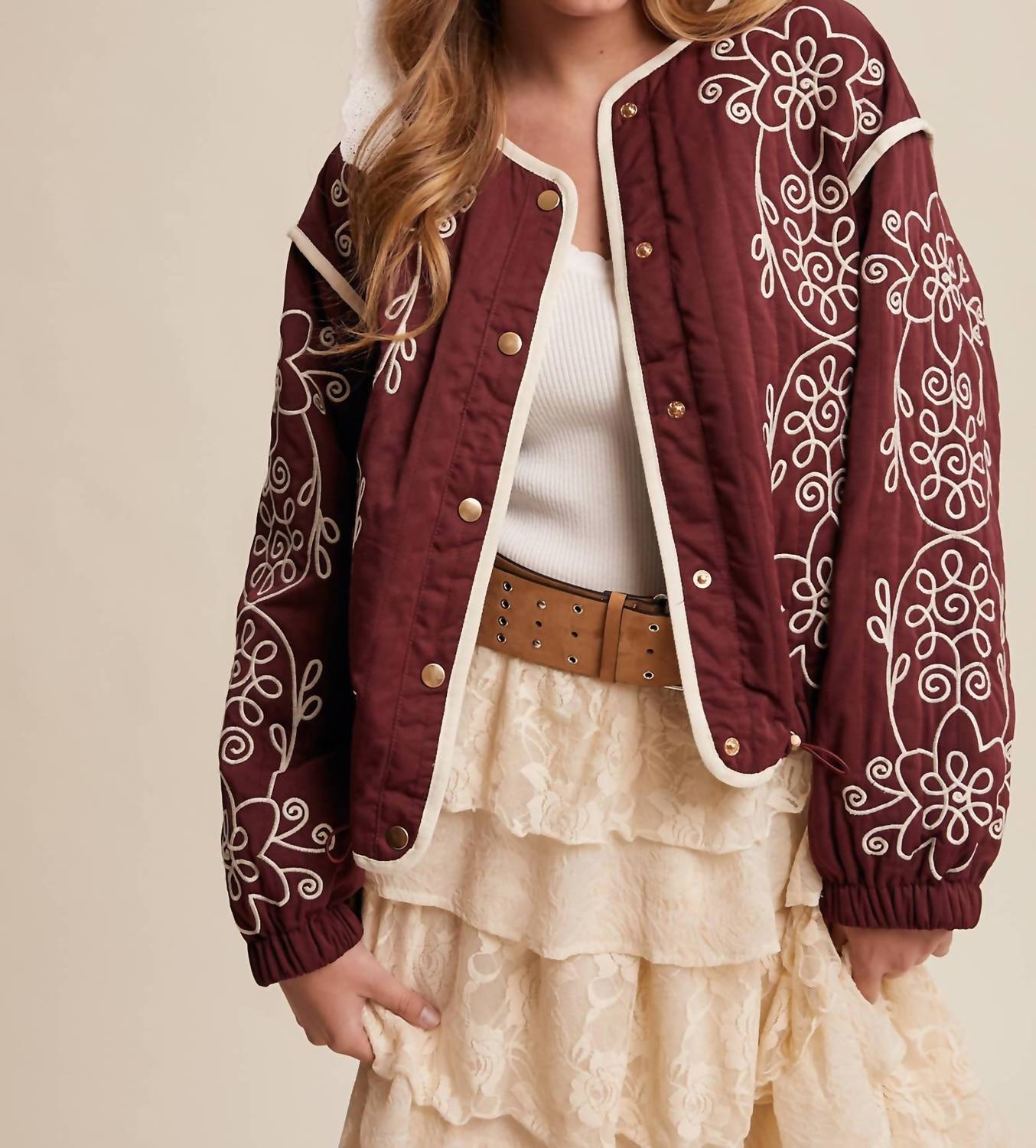 Listicle - Embroidered Quilted Western Jacket
