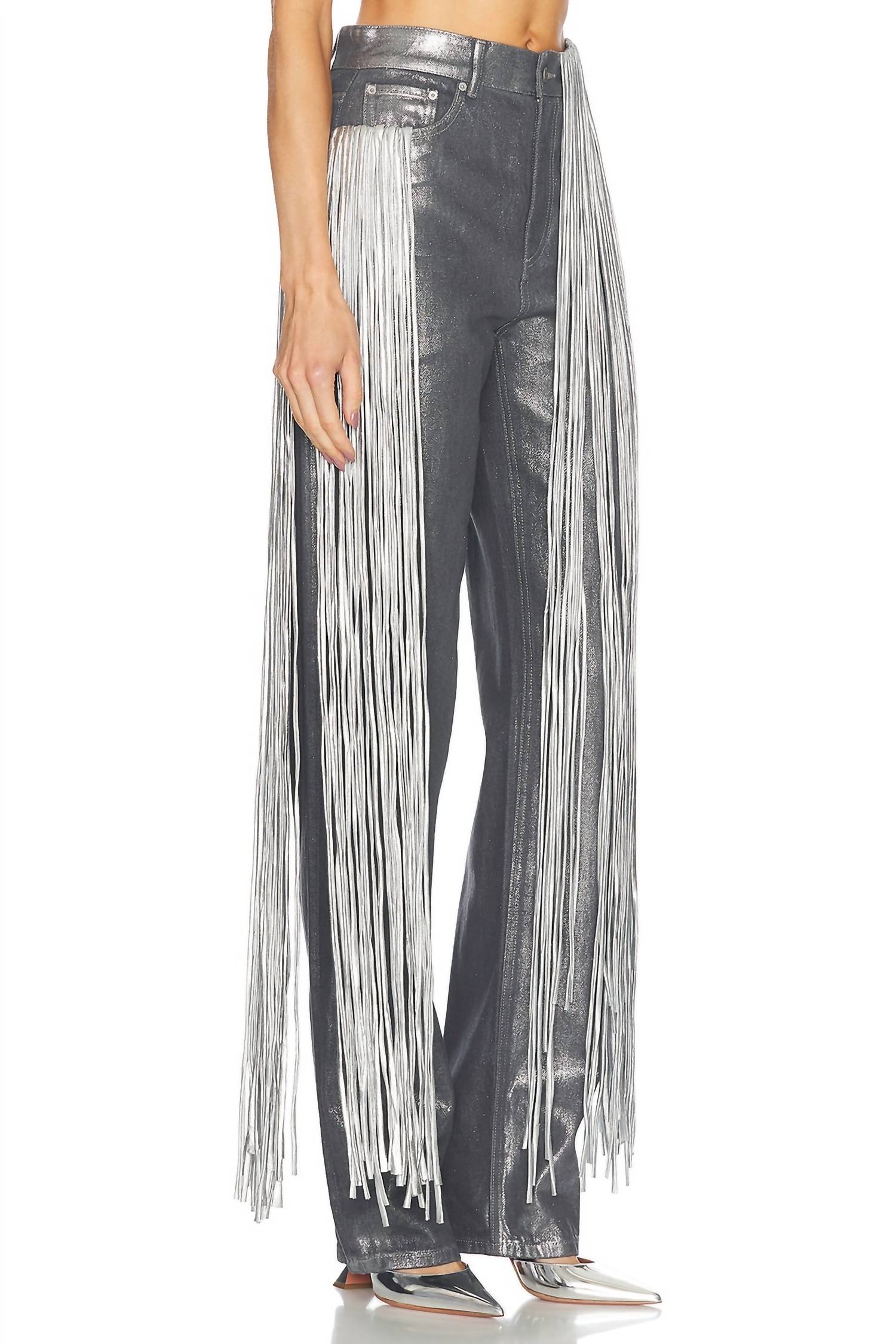 Area - Metallic Fringe Straight Leg Jean