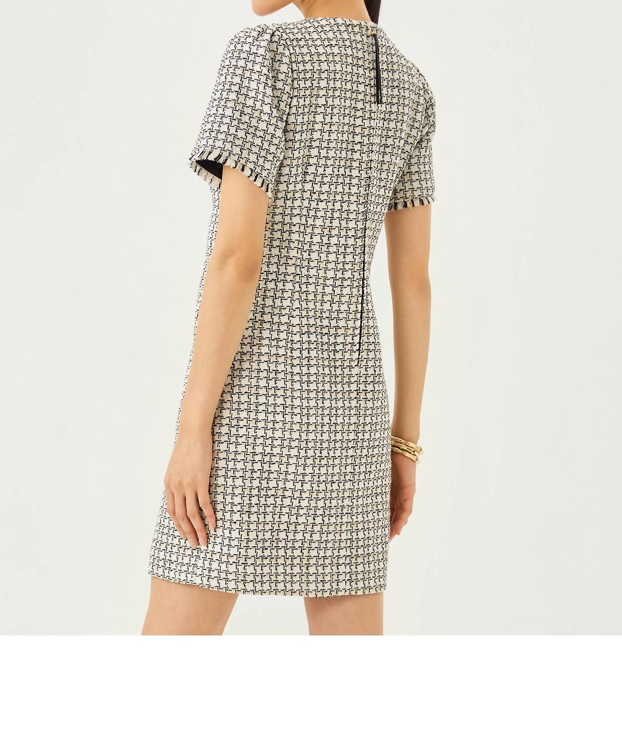 Lilly Pulitzer Brenda Boucle Mini Dress in coconut lurex houndstooth boucle - women's dress - alternate view