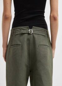 Tibi Distressed Garment Dyed Cotton Dobby Barry Jean in ash green - women's jeans - view 5