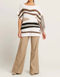 Planet By Lauren G. - Pima Cotton Bouclé Southwest Sweater