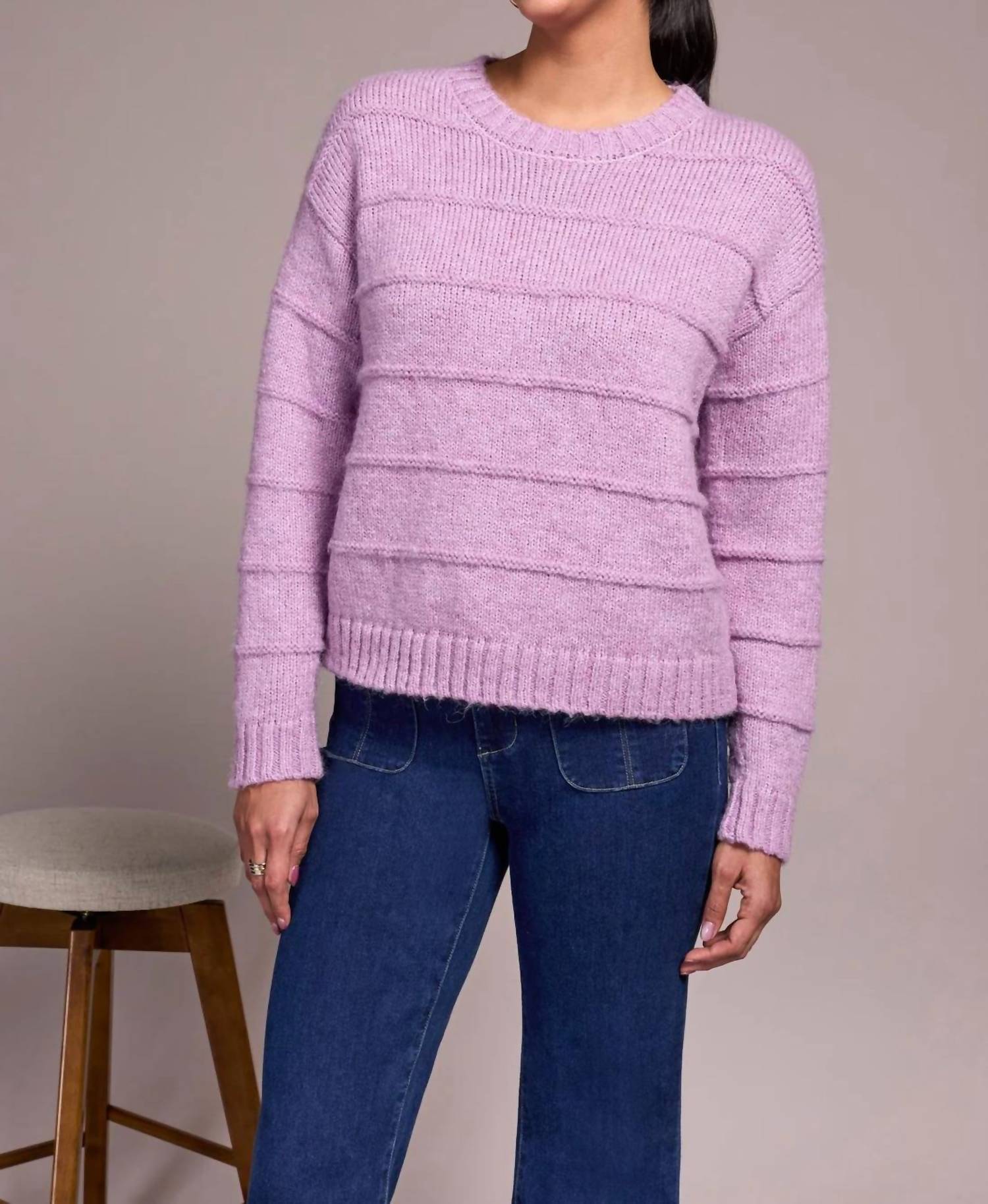 Tribal - Heathered Stripe Crew Neck Sweater
