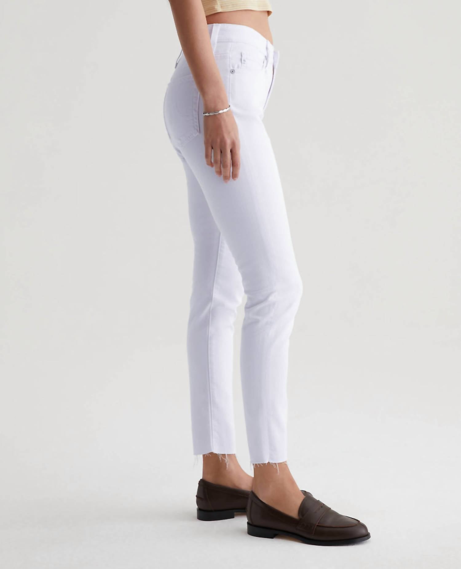 AG Jeans Farrah Skinny Ankle Jean in pearl white - women's jeans - alternate view