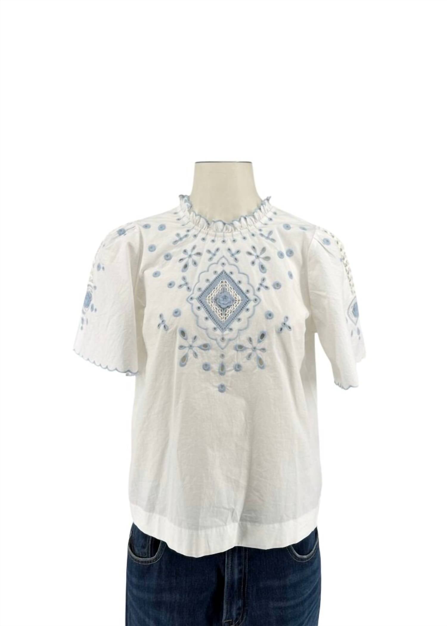 Love The Label - Women's Eyelet Scalloped Ruffle Top