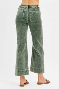 Risen - High Rise Crop Straight Corduroy Pants