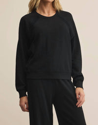 Z Supply All Around French Terry Sweatshirt in black - women's top - alternate view