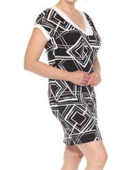 Joseph Ribkoff - Geometric Print V-neck Shift Dress