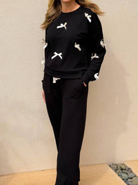 Eesome - Long Sleeve Bow Set Top