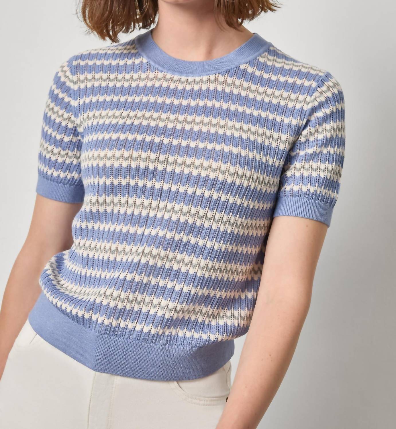 Lilla P - Stripe Novelty Crewneck Top