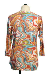 Nally & Millie - Women's Swirl Print V Neck Top