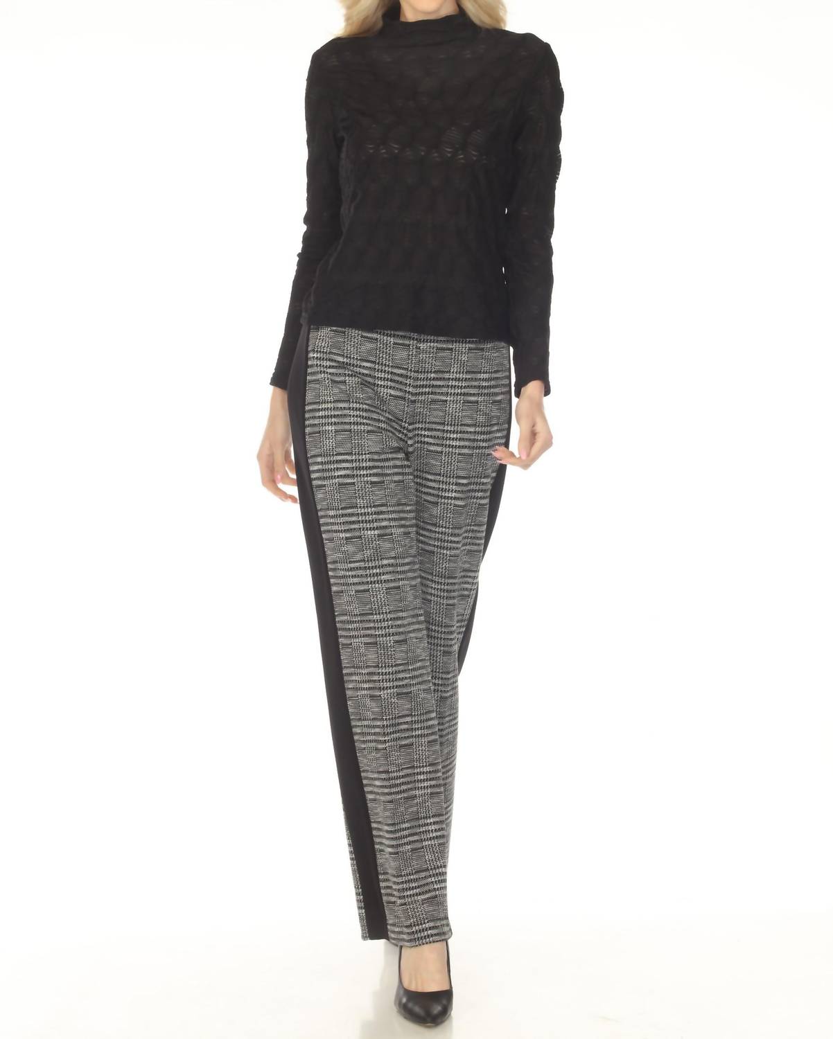Joseph Ribkoff - Ruched Textured Mock Neck Fitted Top