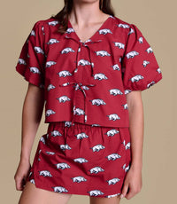 Stewart Simmons - Game Day Puff Sleeve Tie Top