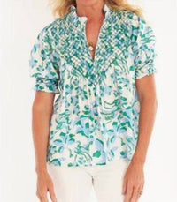 CK BRADLEY Cayman Top in white floral - women's blouse - detail view