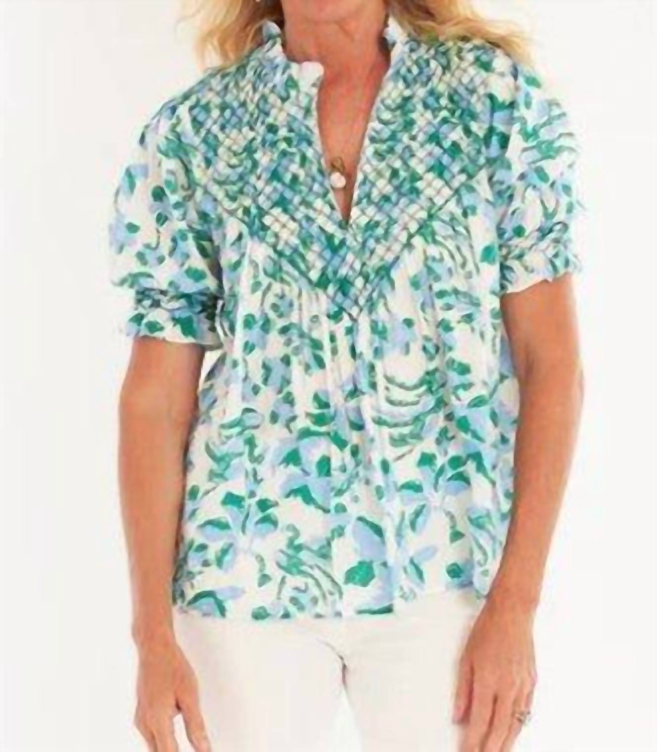CK BRADLEY Cayman Top in white floral - women's blouse - detail view