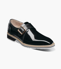 STACY ADAMS Men's Bartram Plain Toe Monk Strap Shoes in black - men's loafer