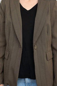 Danillo - Notched Collar One Button Long Sleeve Solid Gabardine Blazer