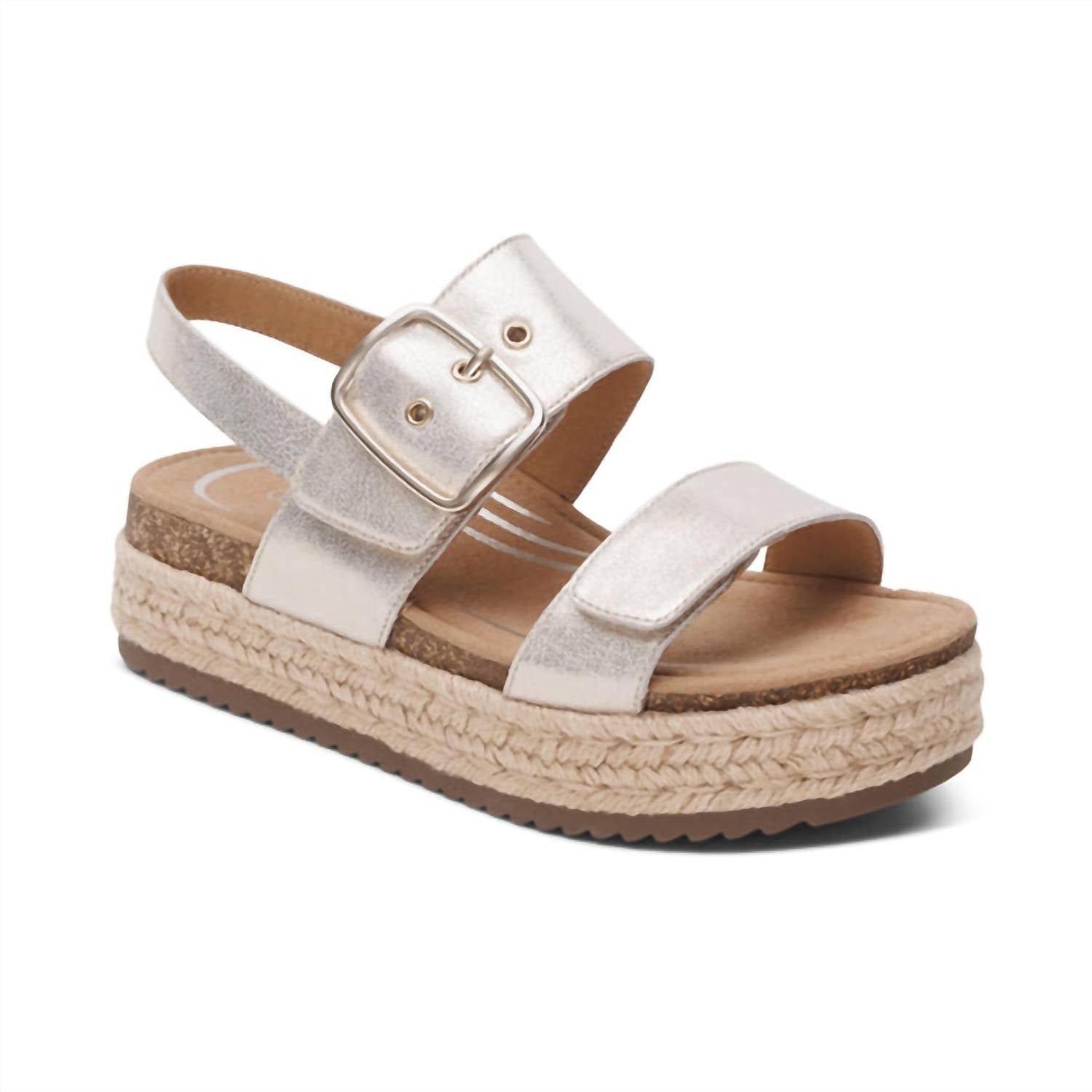 Aetrex Women's Vania Platform Sandal in champagne - women's sandal
