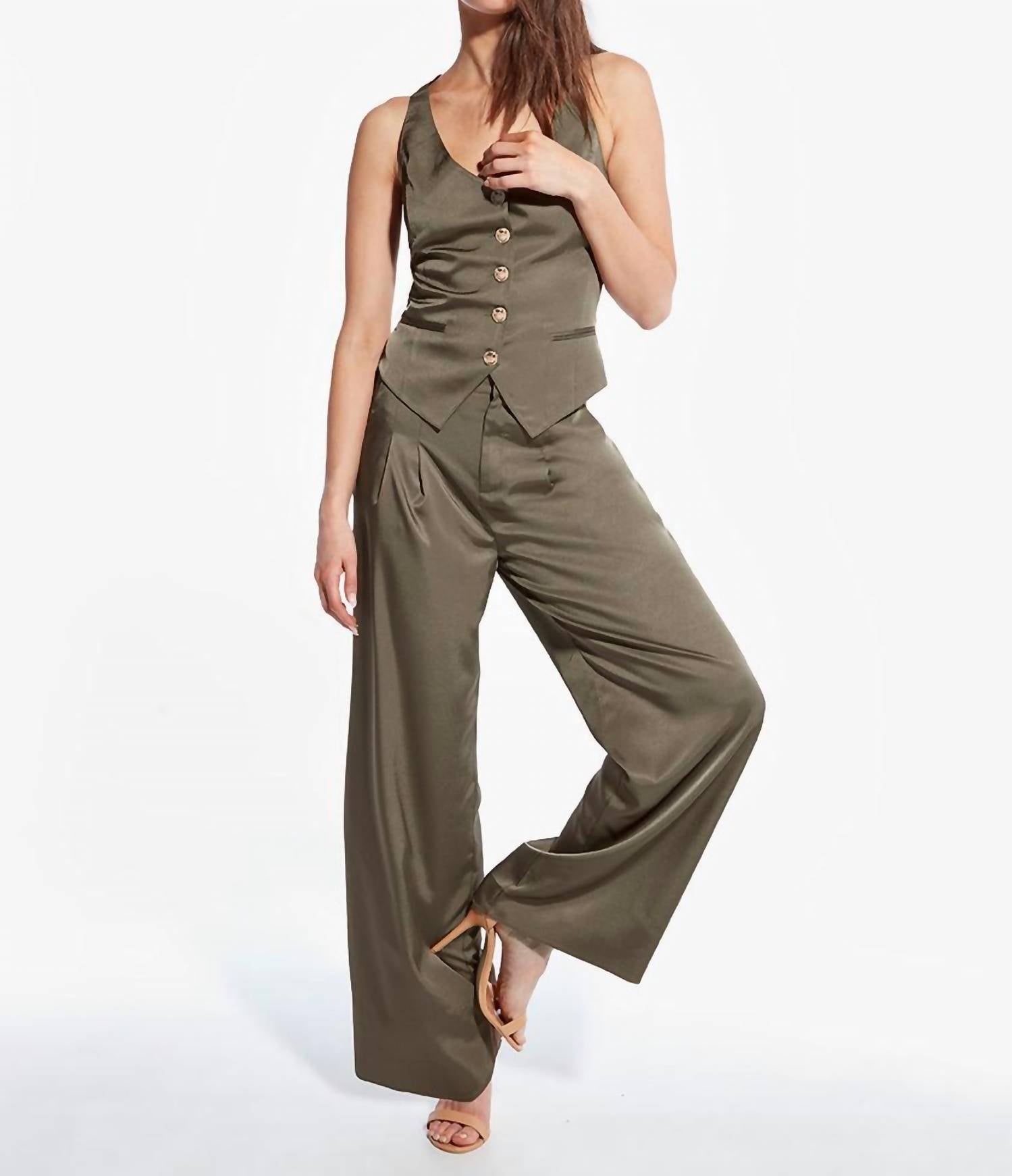 As By Df - Sasha Matte Satin Wide Leg Trousers