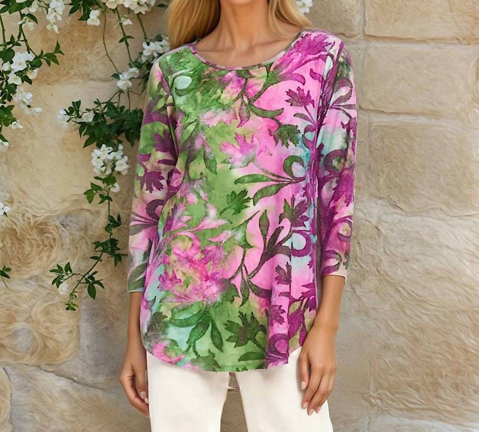 Karen Kane - 3/4 Sleeve Burnout Shirttail Top