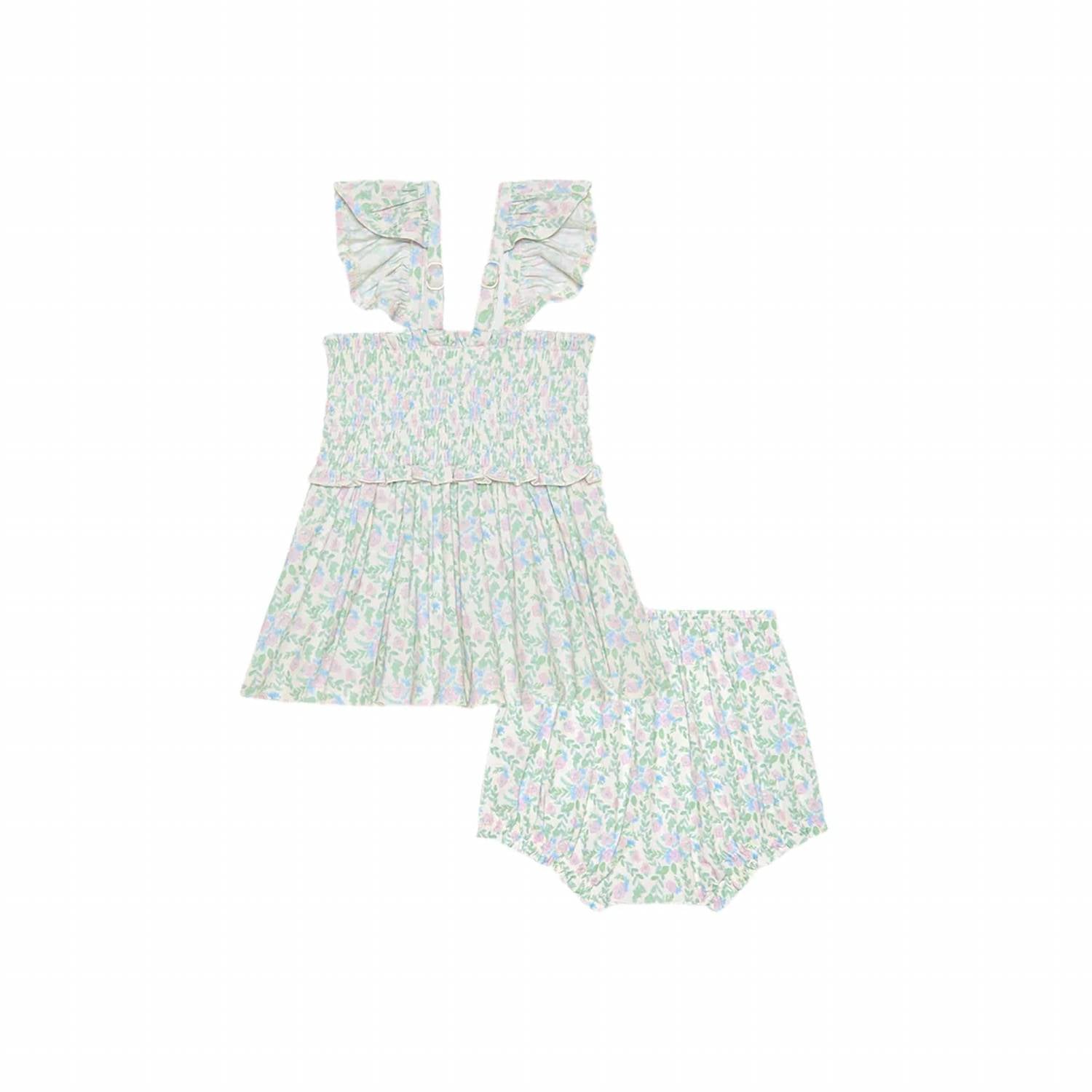Posh Peanut - Girls Smocked Babydoll Bummie 2 Piece Set
