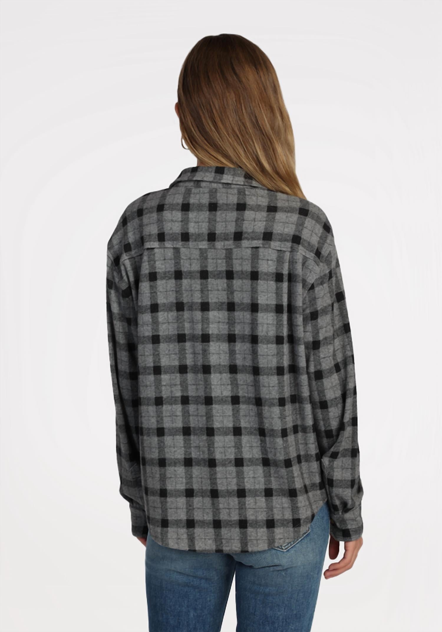 Dylan Crop Shirt Jacket in black - women's shirt - detail view