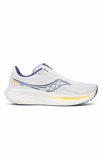 SAUCONY Men's Ride 18 Running Shoes in white azurite - men's shoe - detail view