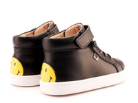 OLDSOLES Kid's Smile Hi Top Sneaker in black - kids' sneaker - detail view