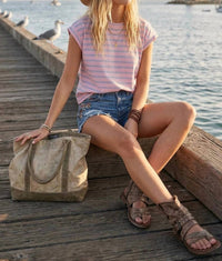 Sewn And Seen - Striped Cap Sleeve Relaxed Fit Top