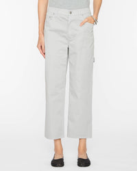 Tibi Garment Dyed Silky Cotton Cropped Slouchy Cargo Jeans in grey - women's pants