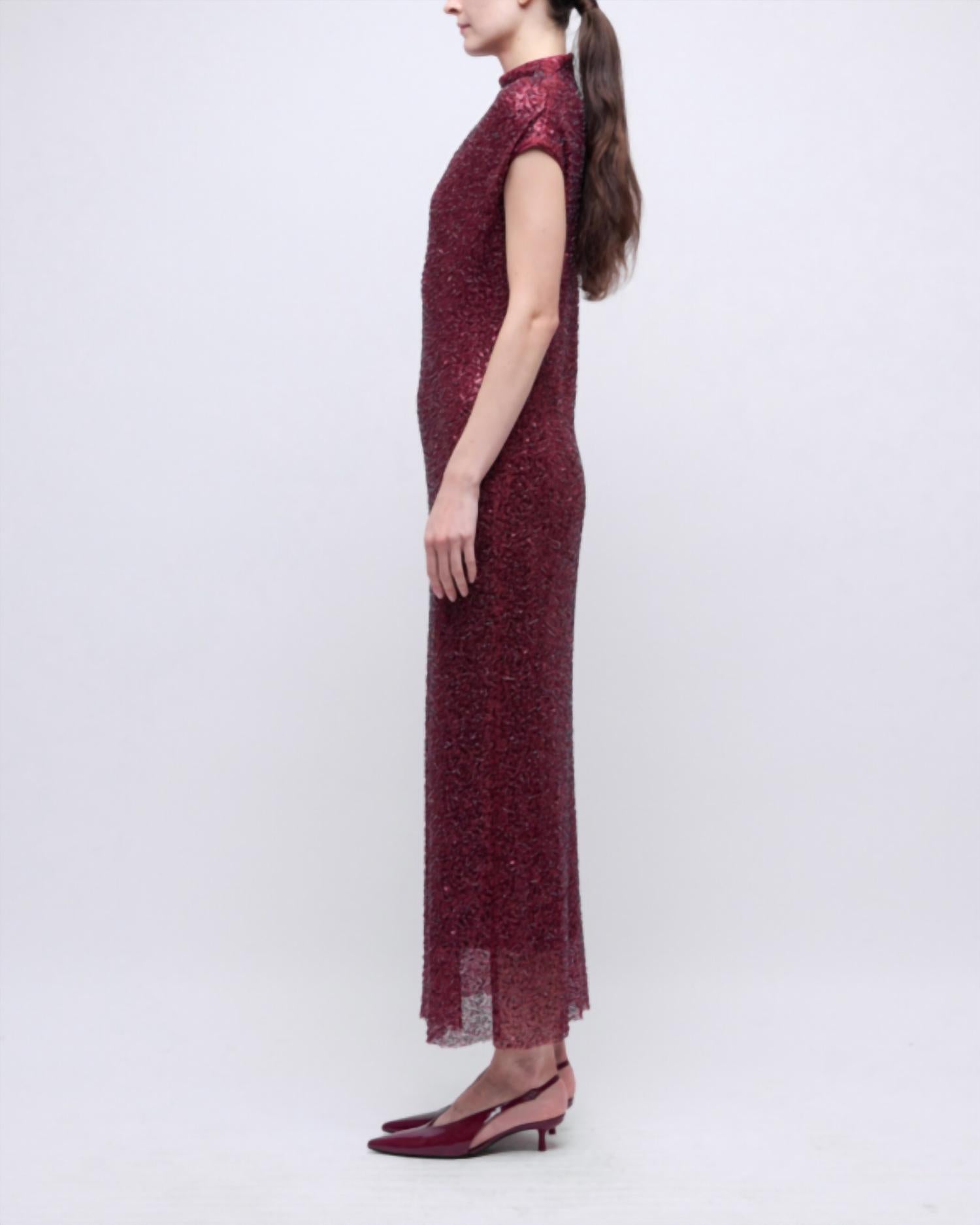 SIMKHAI Zaria Midi Dress in cranberry - women's dress - alternate view