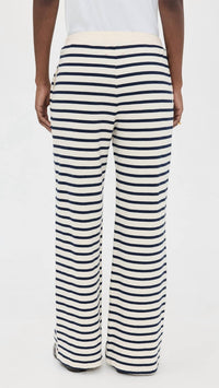 XIRENA Emmette Wide Leg Sweatpant in natural stripe - women's pants - detail view