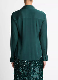 Vince - Silk-Blend Slim Button-Front Blouse