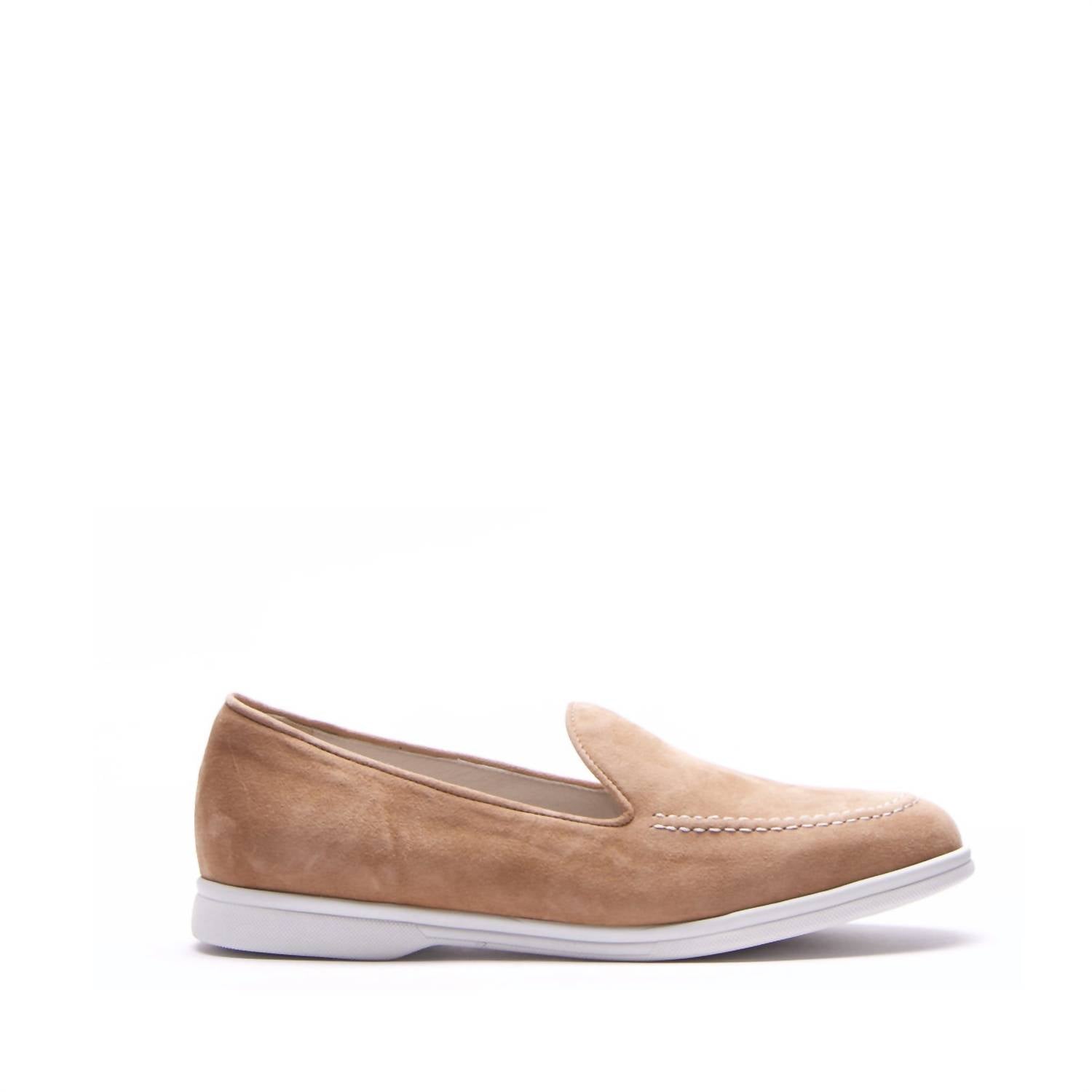 Michele Lopriore Womens Lori Slip On Comfort Loafers in suede camel - women's flats