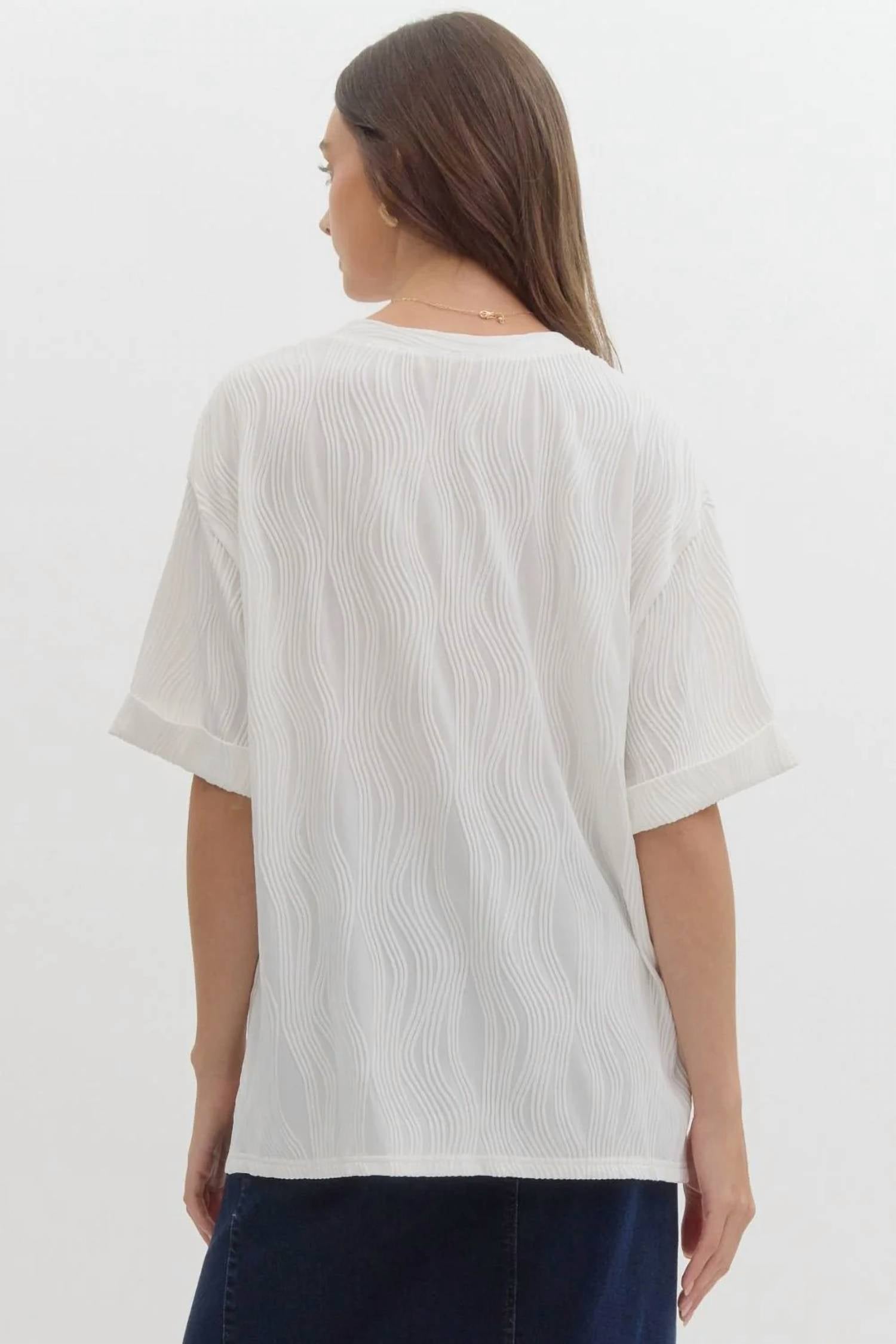 Entro - Wave Textured Short Sleeve Top