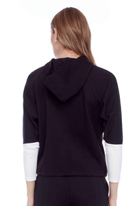 I Love Tyler Madison - Stripped Armband Cropped Hoodie Sweatshirt