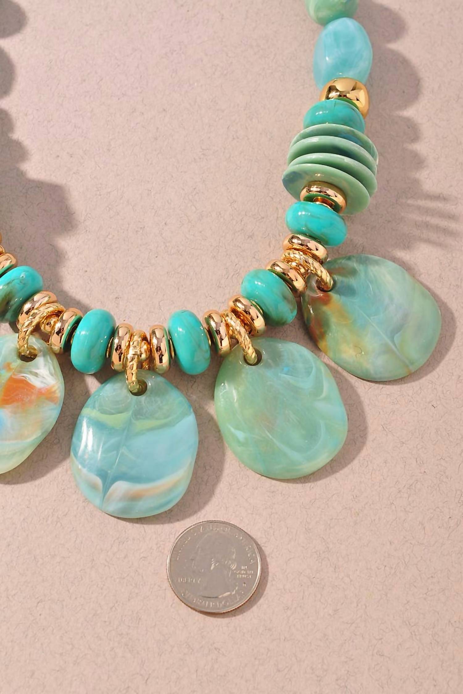 Merveille - Women's Stone Beaded Charm Statement Necklace