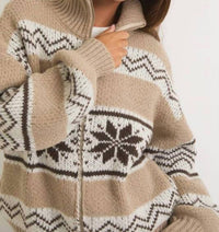 LE LIS Collared Fair Isle Knit Jacket in beige - women's jacket - view 7