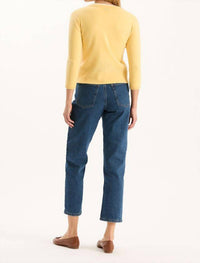 Tyler Boe Marni Cashmere Long Sleeve Cardigan in yellow - women's cardigan - detail view