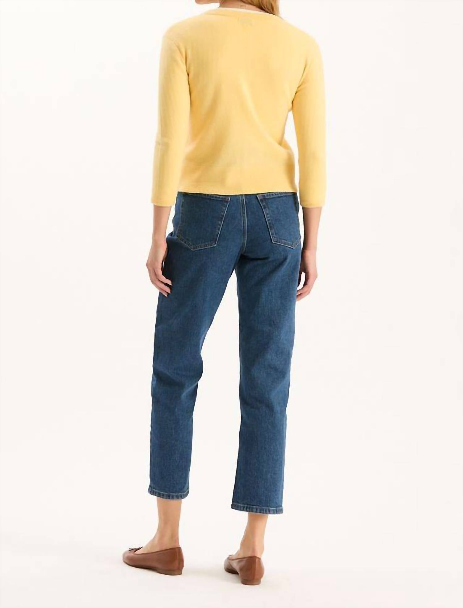 Tyler Boe Marni Cashmere Long Sleeve Cardigan in yellow - women's cardigan - detail view